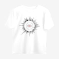 Oztra Fracture white oversized tee, front view showing the Fracture print