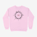 Oztra Fracture baby pink sweatshirt, front view showing the Fracture print
