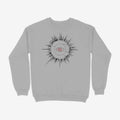 Oztra Fracture grey melange sweatshirt, front view showing the Fracture print