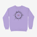 Oztra Fracture lavender sweatshirt, front view showing the Fracture print
