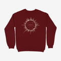 Oztra Fracture maroon sweatshirt, front view showing the Fracture print