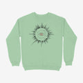 Oztra Fracture mint sweatshirt, front view showing the Fracture print