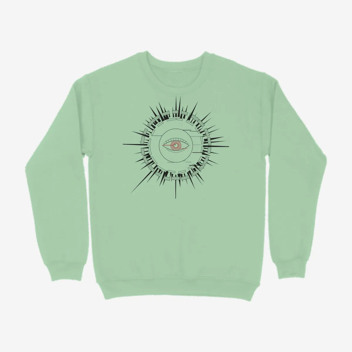 Oztra Fracture mint sweatshirt, front view showing the Fracture print
