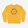 Oztra Fracture mustard sweatshirt, front view showing the Fracture print