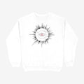Oztra Fracture white sweatshirt, front view showing the Fracture print