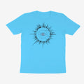 Oztra Fracture aqua blue tee, front view showing the Fracture print