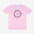 Oztra Fracture baby pink tee, front view showing the Fracture print