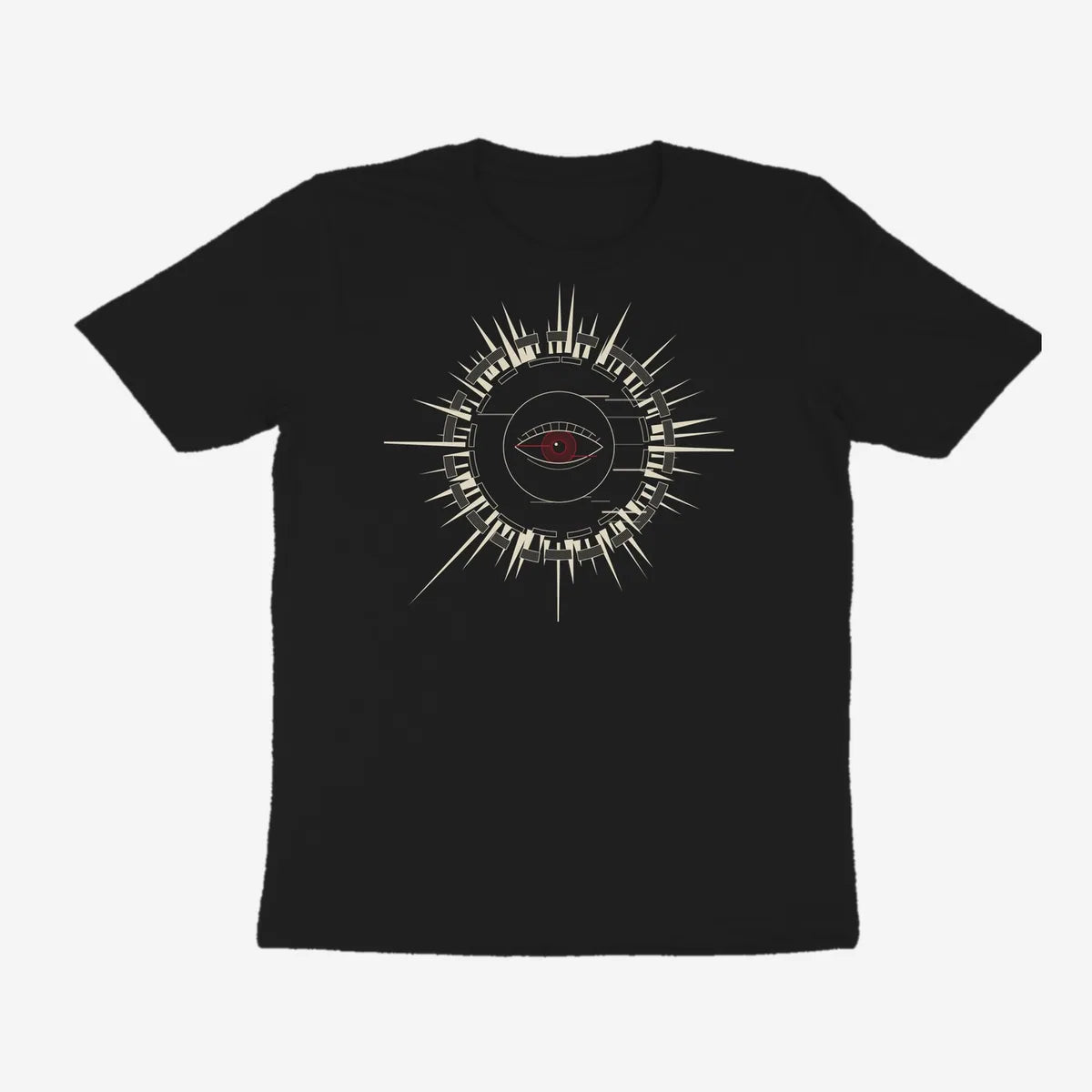 Oztra Fracture black tee, front view showing the Fracture print