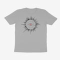 Oztra Fracture grey melange tee, front view showing the Fracture print