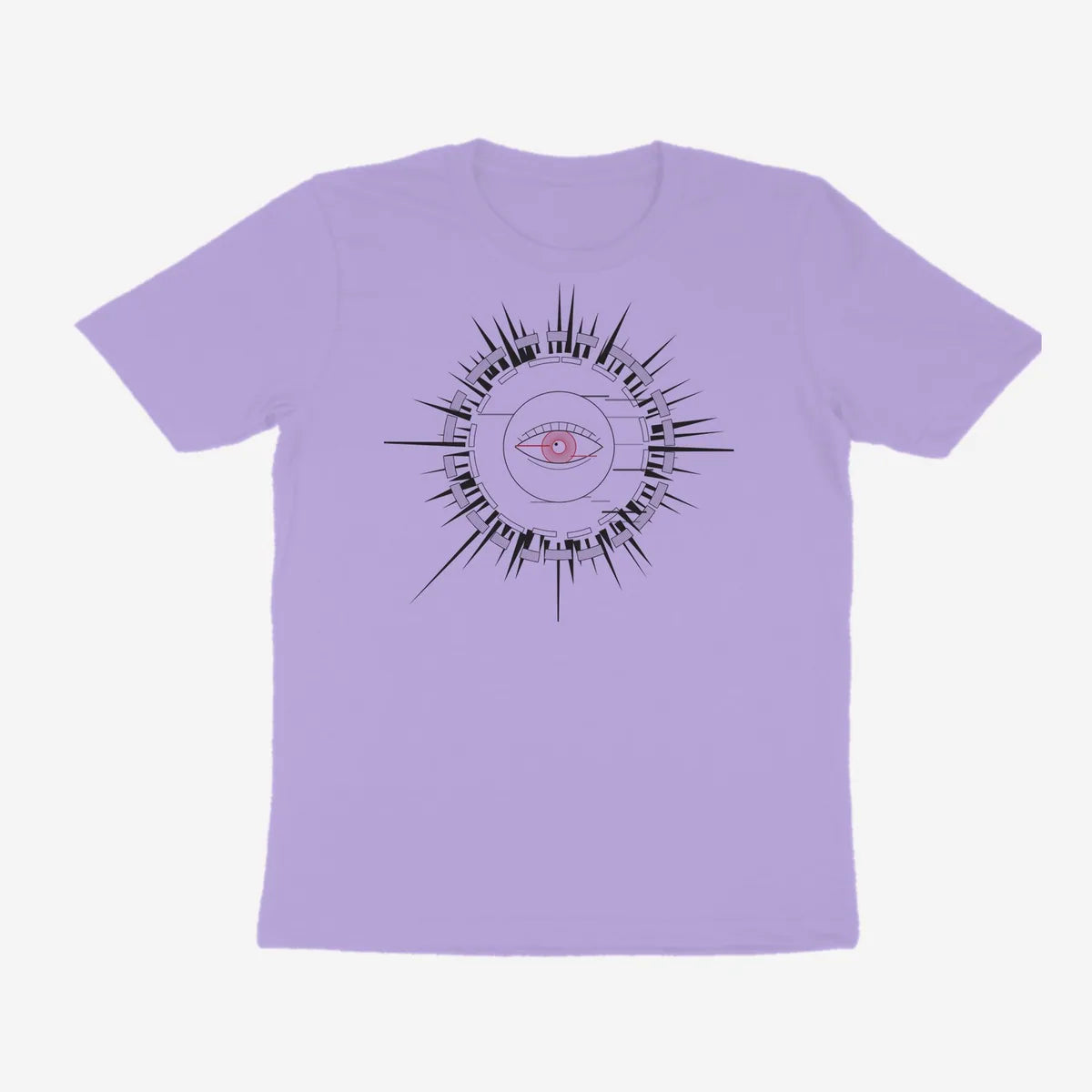 Oztra Fracture lavender tee, front view showing the Fracture print