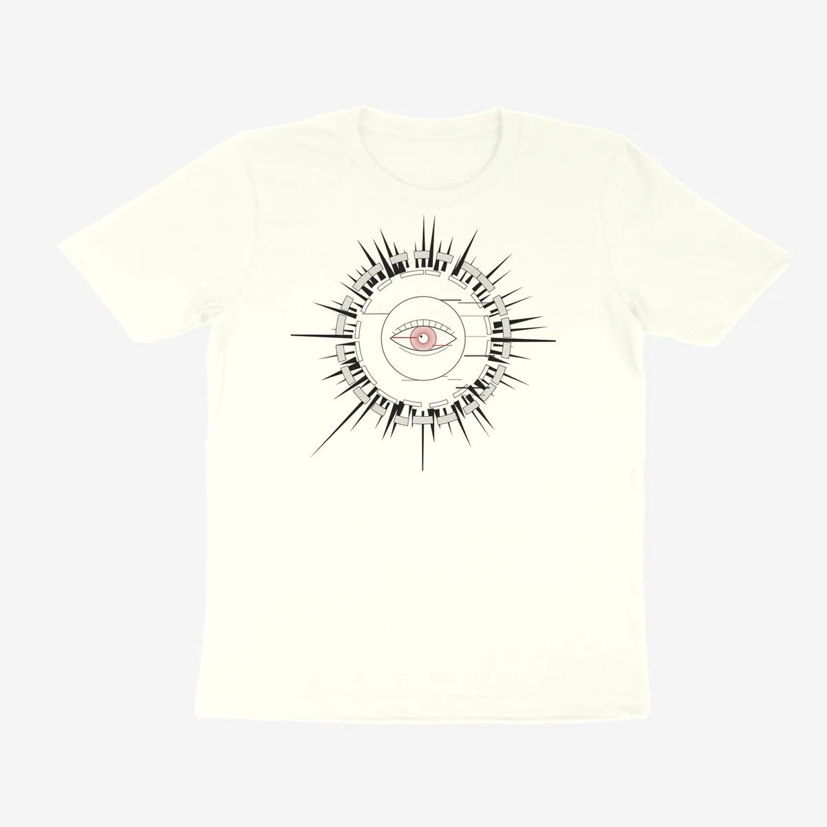 Oztra Fracture off white tee, front view showing the Fracture print