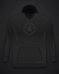 Oztra Invocation black hoodie, front view showing the Invocation print