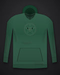 Oztra Invocation bottle green hoodie, front view showing the Invocation print