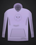 Oztra Invocation lavender hoodie, front view showing the Invocation print