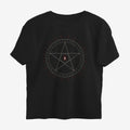 Oztra Invocation black oversized tee, front view showing the Invocation print