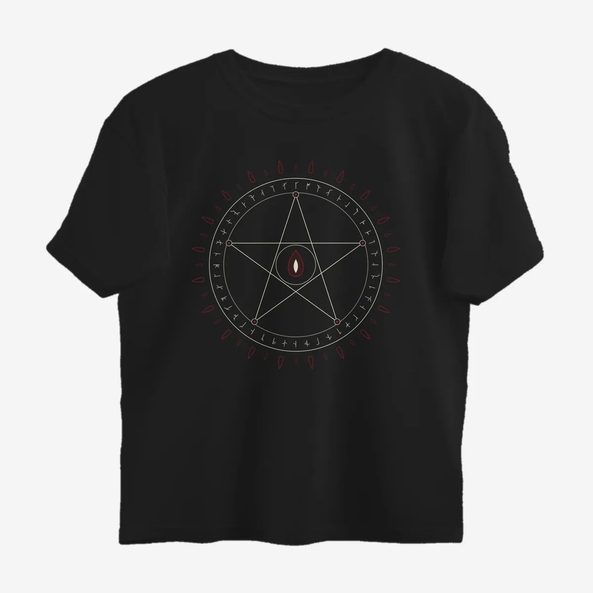 Oztra Invocation black oversized tee, front view showing the Invocation print