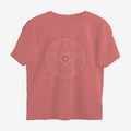 Oztra Invocation dusty rose oversized tee, front view showing the Invocation print