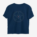 Oztra Invocation navy oversized tee, front view showing the Invocation print