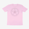 Oztra Invocation baby pink tee, front view showing the Invocation print