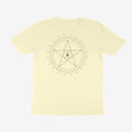 Oztra Invocation cream tee, front view showing the Invocation print