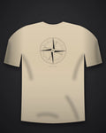 Oztra Meridian beige oversized tee, front view showing the Meridian print