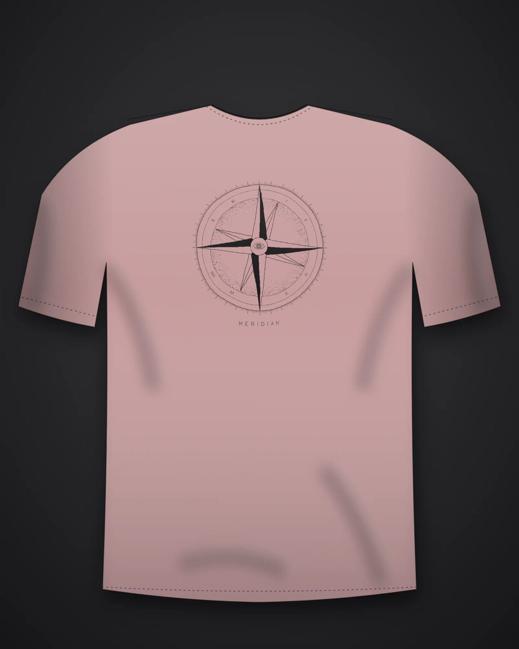 Oztra Meridian dusty rose oversized tee, front view showing the Meridian print
