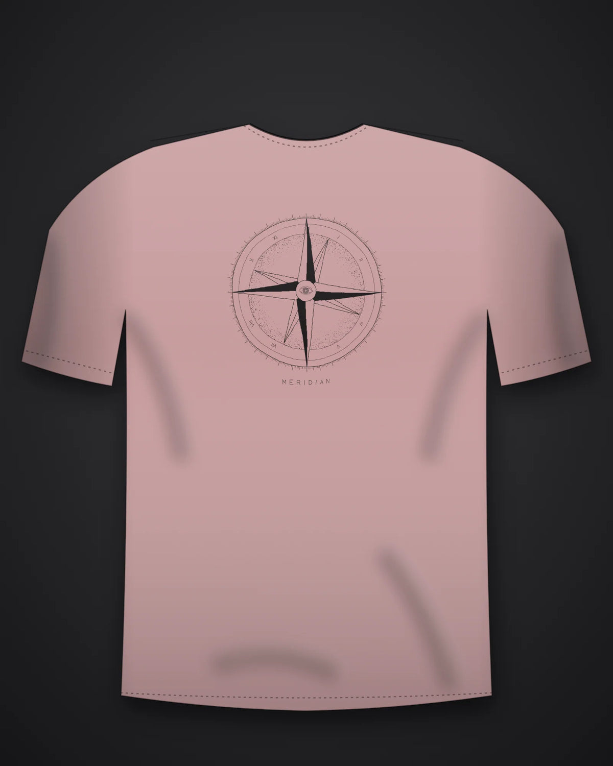 Oztra Meridian dusty rose oversized tee, front view showing the Meridian print