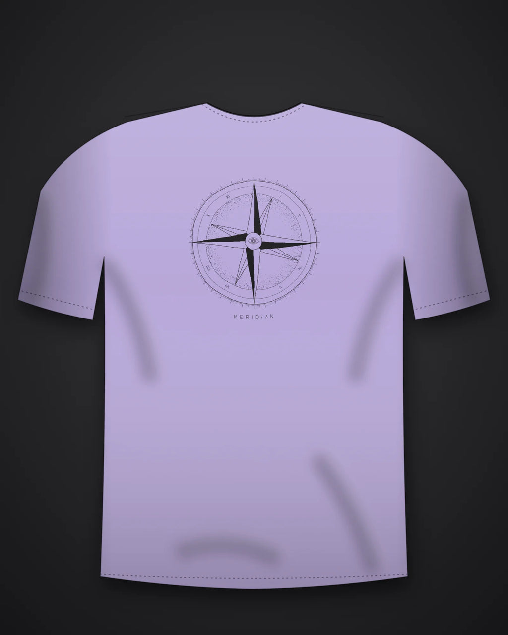 Oztra Meridian lavender oversized tee, front view showing the Meridian print