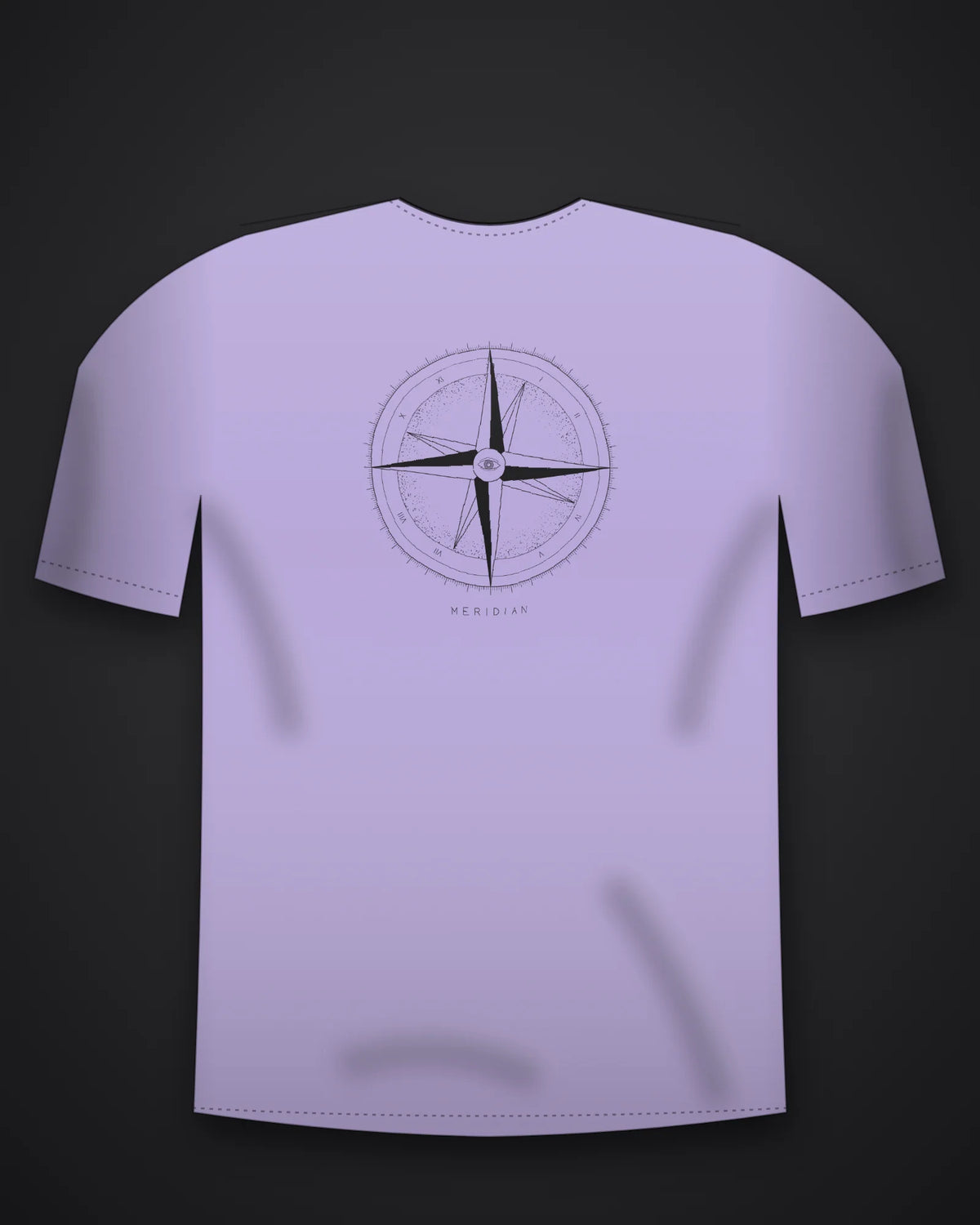 Oztra Meridian lavender oversized tee, front view showing the Meridian print