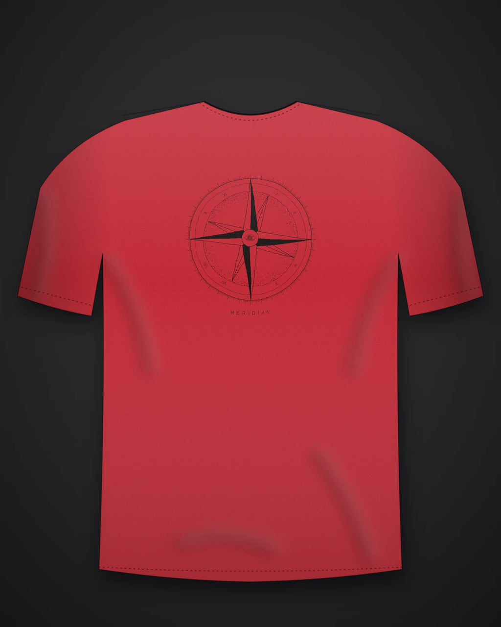 Oztra Meridian red oversized tee, front view showing the Meridian print