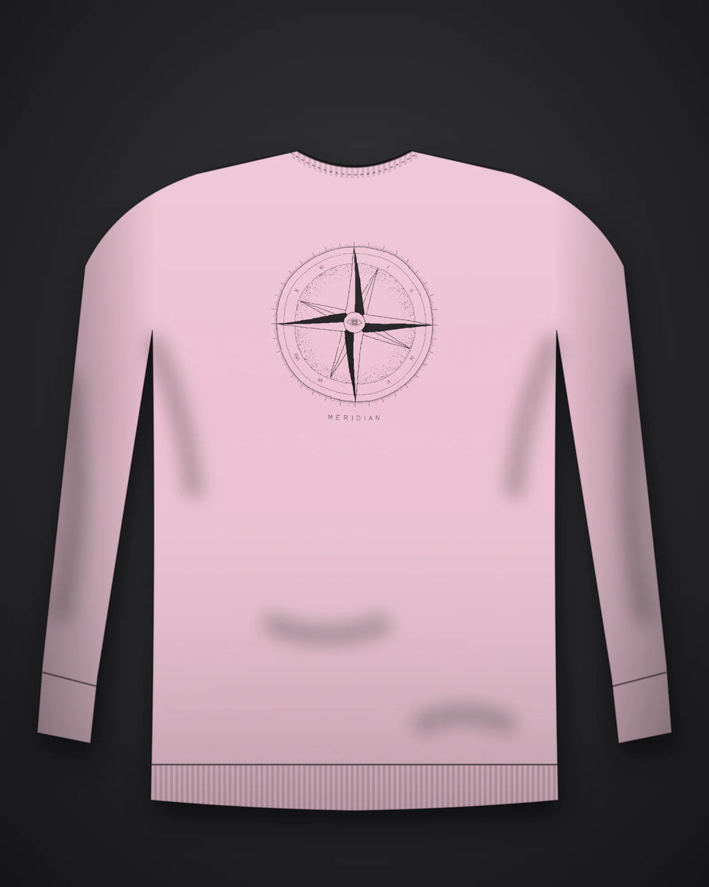 Oztra Meridian baby pink sweatshirt, front view showing the Meridian print