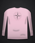 Oztra Meridian baby pink sweatshirt, front view showing the Meridian print