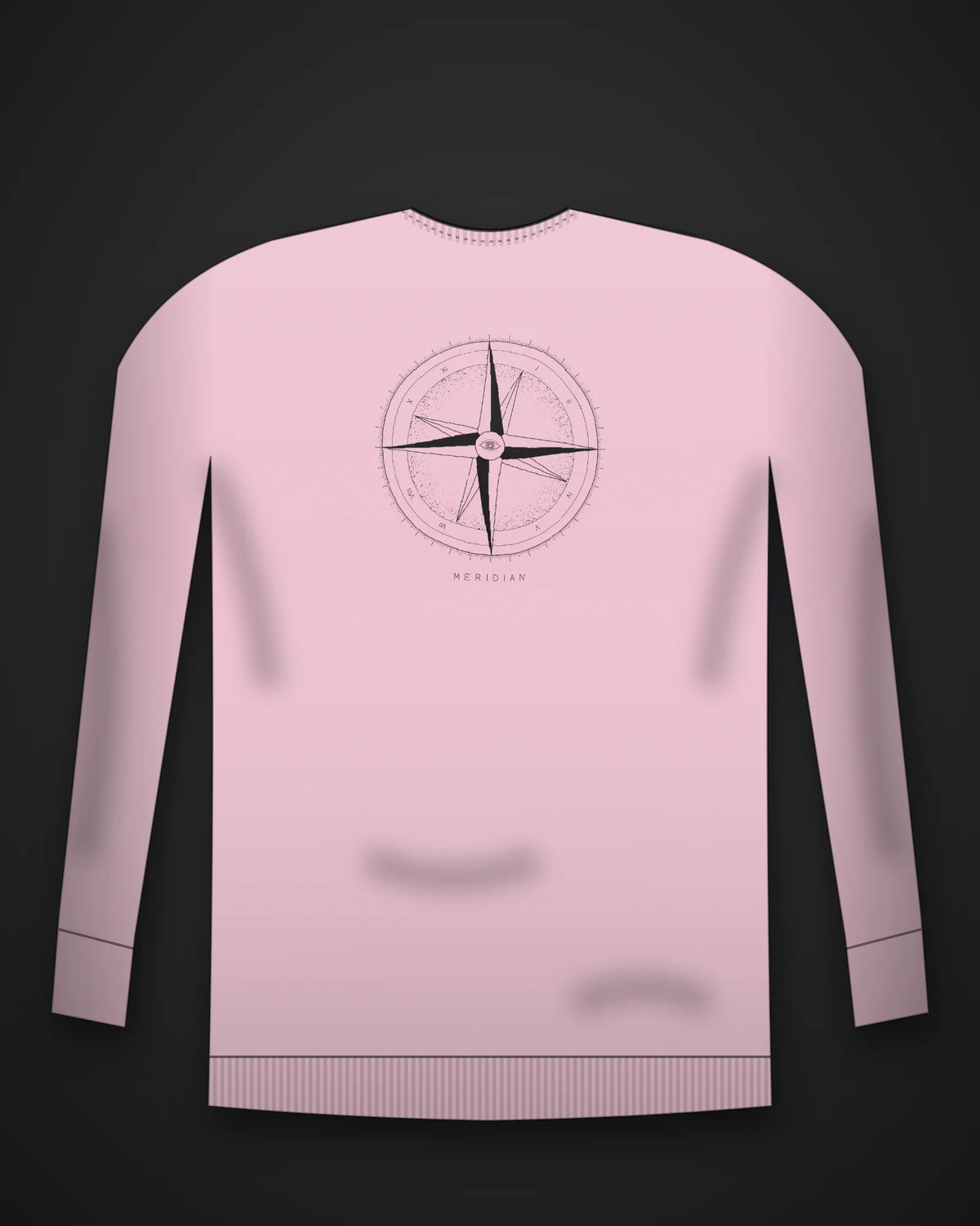 Oztra Meridian baby pink sweatshirt, front view showing the Meridian print