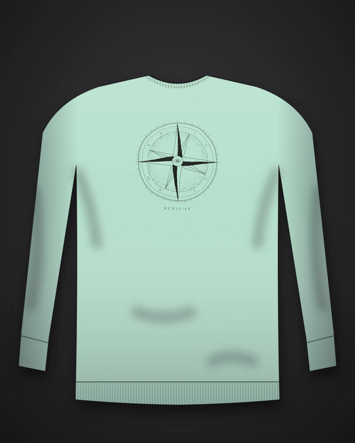 Oztra Meridian mint sweatshirt, front view showing the Meridian print