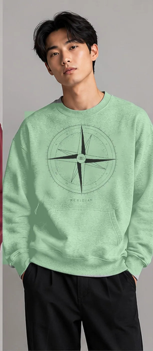 Model wearing the Oztra Meridian sweatshirt in mint
