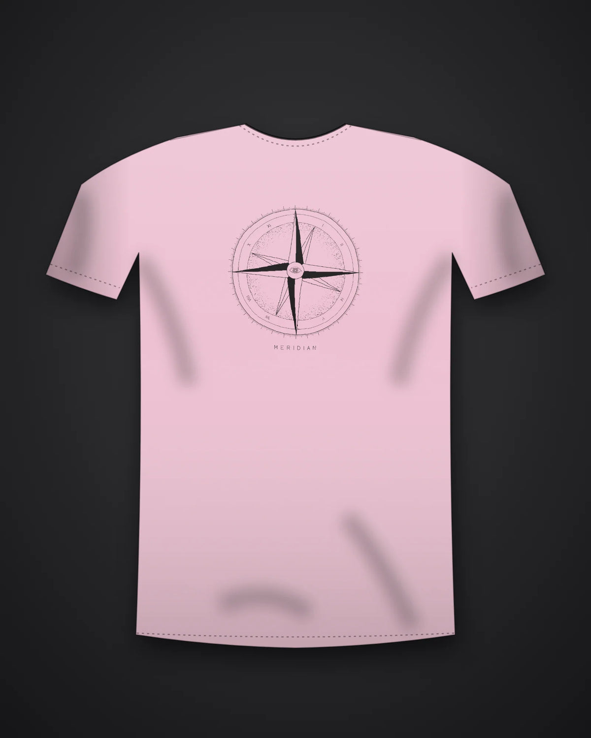 Oztra Meridian baby pink tee, front view showing the Meridian print