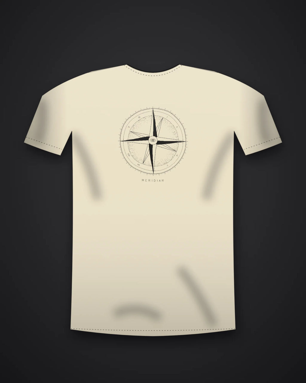 Oztra Meridian cream tee, front view showing the Meridian print