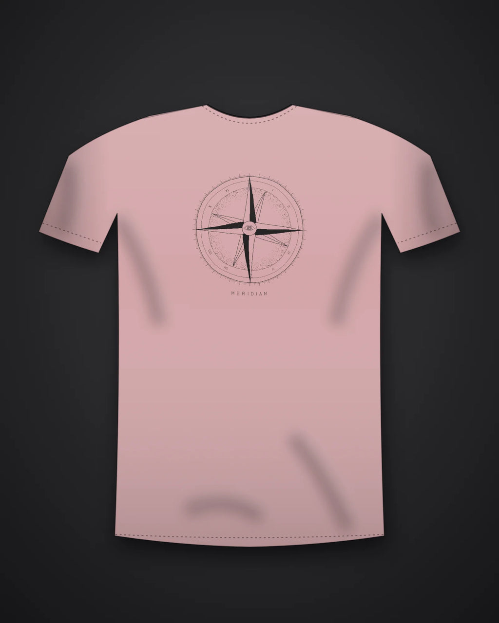 Oztra Meridian dusty pink tee, front view showing the Meridian print