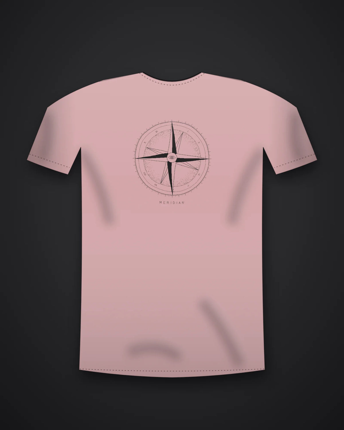 Oztra Meridian dusty pink tee, front view showing the Meridian print