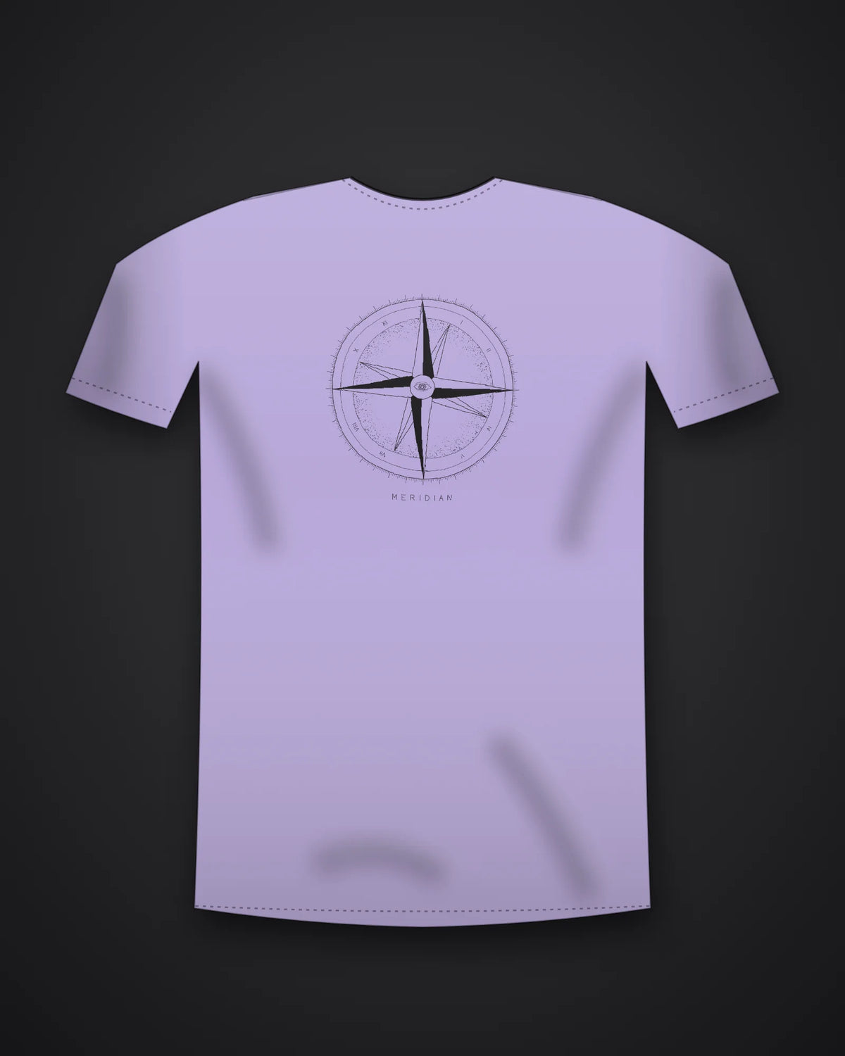 Oztra Meridian lavender tee, front view showing the Meridian print