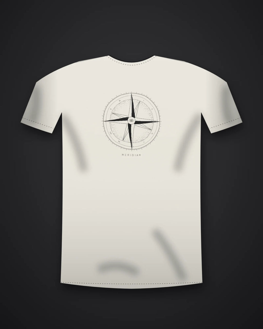 Oztra Meridian off white tee, front view showing the Meridian print
