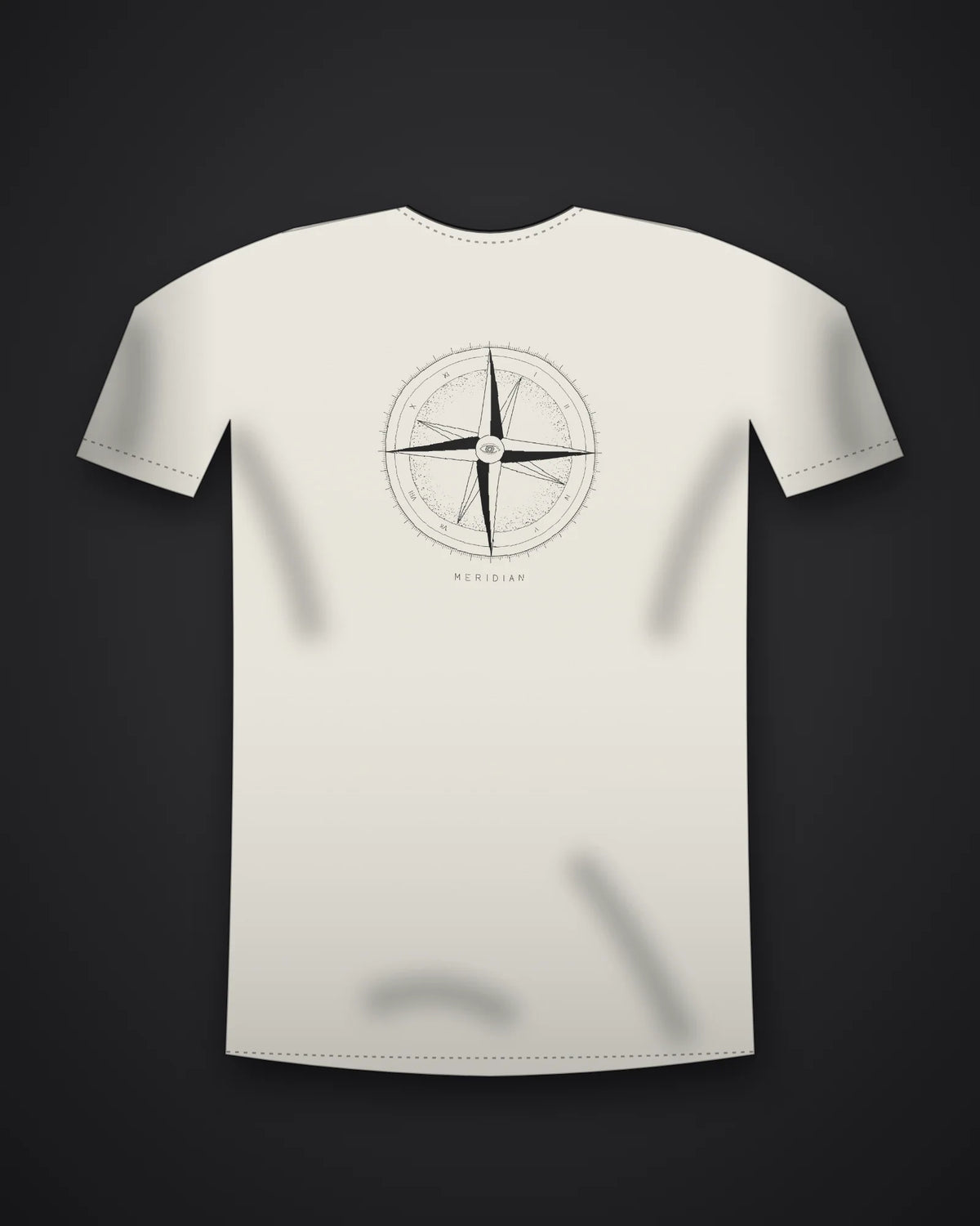 Oztra Meridian off white tee, front view showing the Meridian print