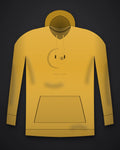 Oztra Nocturne mustard hoodie, front view showing the Nocturne print