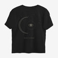 Oztra Nocturne black oversized tee, front view showing the Nocturne print