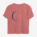 Oztra Nocturne dusty rose oversized tee, front view showing the Nocturne print