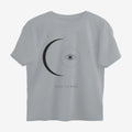 Oztra Nocturne grey melange oversized tee, front view showing the Nocturne print