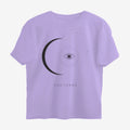 Oztra Nocturne lavender oversized tee, front view showing the Nocturne print