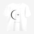 Oztra Nocturne white oversized tee, front view showing the Nocturne print
