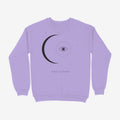 Oztra Nocturne lavender sweatshirt, front view showing the Nocturne print