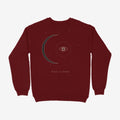 Oztra Nocturne maroon sweatshirt, front view showing the Nocturne print